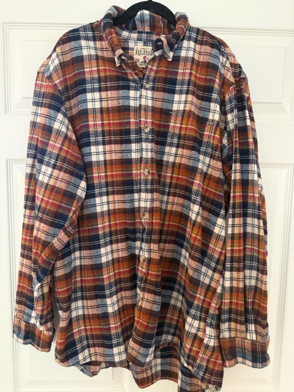 RedHead Plaid Button-Down Shirt in Navy, Rust & White with Pink Accents